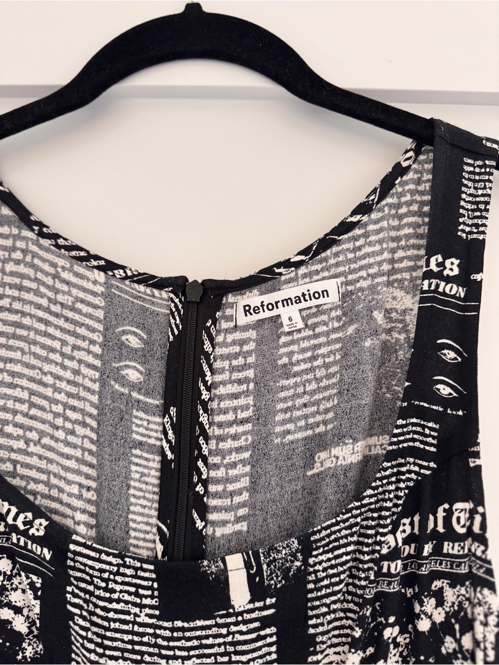 Reformation Black and White Newspaper Print Tank Dress - Picture 5 of 8